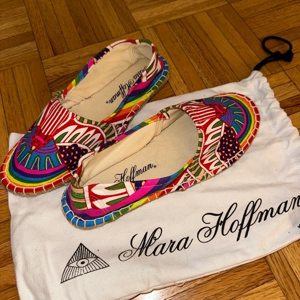 NWT Mara Hoffman Canvas Shoes Rainbow Bird Lilac size 7